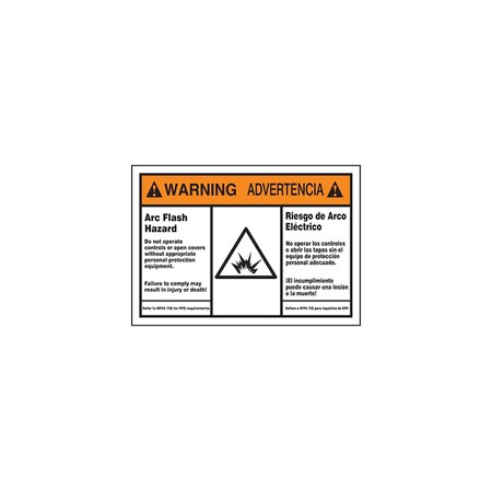 Panduit SAFETY LABEL, 3 50" X 5.00", WARNING, ARC FLASH BI-SP,  PLVS0305W7161